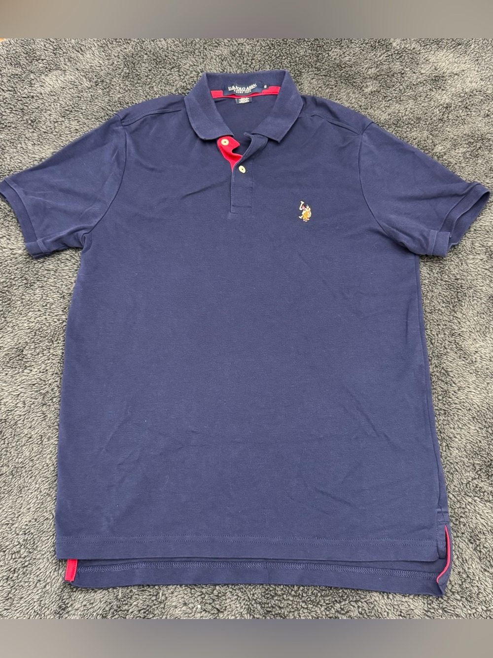 Men’s US Polo Assn Size S Luxury Feel Navy Short Sleeve Cotton Polo Flesh Logo